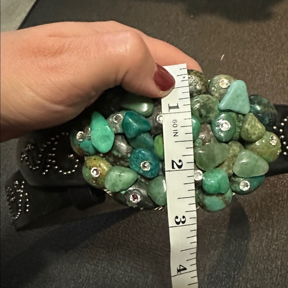 Tony Lama Black Belt with Turquoise Stone Buckle - Picture 8 of 11